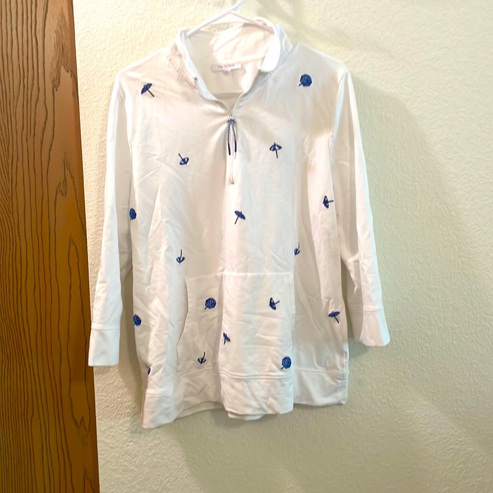 talbots white quarter zip sweatshirt M